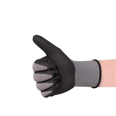 Šedé matné nitrilové pracovní rukavice 15 Gauge pro manipulaci s mokrým olejem